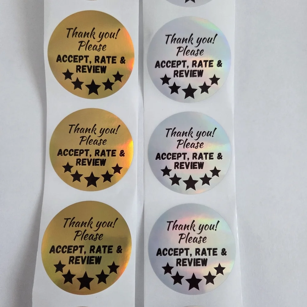 100 Thermal Thank you Stickers 1.57